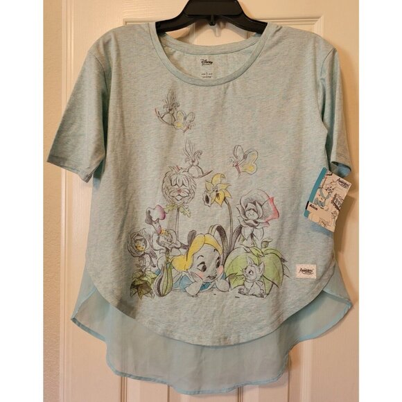 Disney Store Alice In Wonderland T Shirt Top Blue Animators Collection Small New - Picture 1 of 6